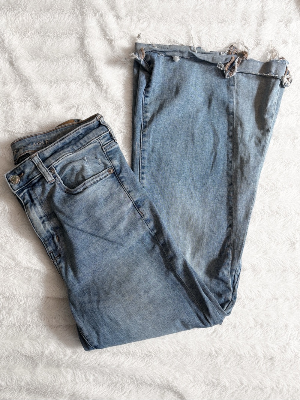 American Eagle Women's Festival Flare Jeans Size 10 Short Blue High-Rise